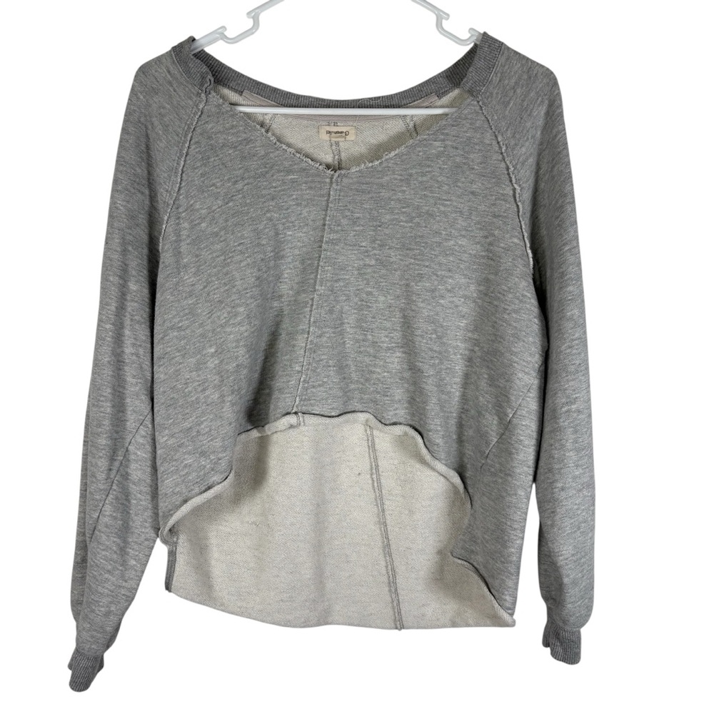 Pilcro Anthropologie Womens Small Cropped Asymmetrical Hi Low Sweatshirt Sweater